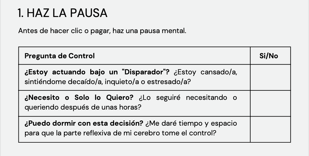 Ebook "TÉCNICAS DE 5 SEGUNDOS PARA EVITAR COMPRAS IMPULSIVAS - Break the Cycle Academy"
